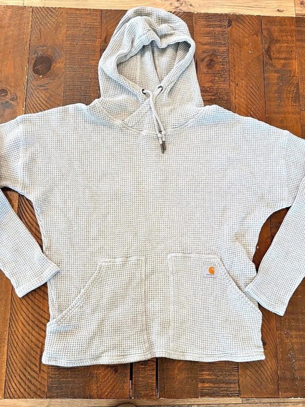 Carhartt Relaxed Fit Waffle Knit Hoodie Gray Size Medium